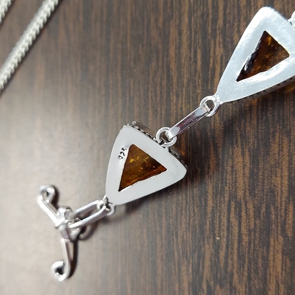 BALTIC Amber Stamped Sterling Silver Necklace Set - Picture 5 of 12
